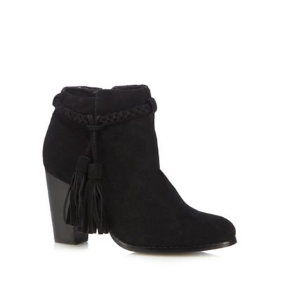Faith Black suede tasselled ankle boots
